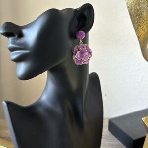 Anthropologie Purple and Gold Statement Earrings